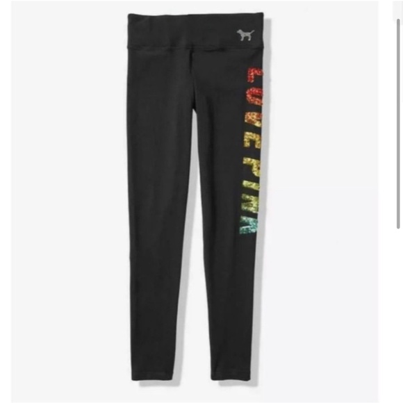 PINK Victoria's Secret bling rainbow ombré leggings NWT M - Picture 3 of 6